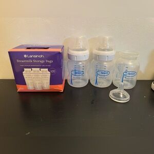 Lansinoh Breastmilk Storage Bags and Bottles Set - White